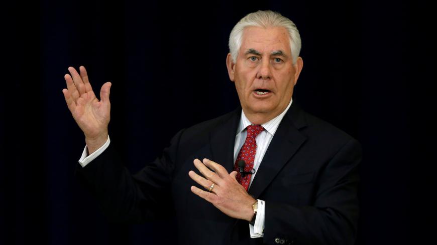 U.S. Secretary of State Rex Tillerson delivers remarks to the employees at the State Department in Washington, U.S., May 3, 2017. REUTERS/Yuri Gripas - RTS14YZY