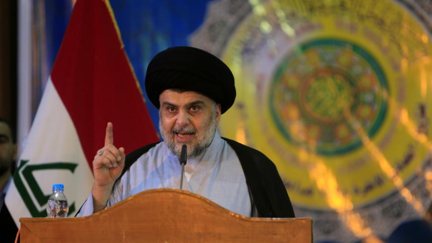 Iraqi Shi'ite leader Muqtada al-Sadr delivers a speech in Najaf, Iraq March 19, 2017.  REUTERS/Alaa Al-Marjani - RTX31P3G