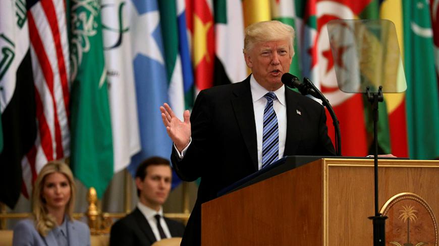 U.S. President Donald Trump delivers a speech during Arab-Islamic-American Summit in Riyadh, Saudi Arabia May 21, 2017. REUTERS/Jonathan Ernst TPX IMAGES OF THE DAY - RTX36UI6