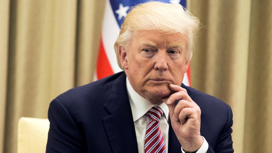 U.S. President Donald Trump gestures during his meeting with Israeli President Reuven Rivlin at Rivlinís residence in Jerusalem May 22, 2017.  REUTERS/Atef Safadi/Pool - RTX37003