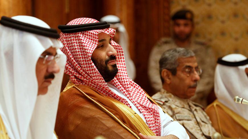 Saudi Arabia's Deputy Crown Prince and Defense Minister Mohammed bin Salman (2nd L) takes his seat to meet with U.S. Defense Secretary James Mattis and his delegation in Riyadh, Saudi Arabia April 19, 2017. REUTERS/Jonathan Ernst - RTS12Z1R