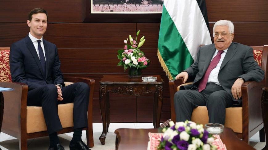Palestinian President Mahmoud Abbas meets with White House senior advisor Jared Kushner in the West Bank City of Ramallah June 21, 2017. Thaer Ghanaim/PPO/Handout via REUTERS      TPX IMAGES OF THE DAY - RTS183EO