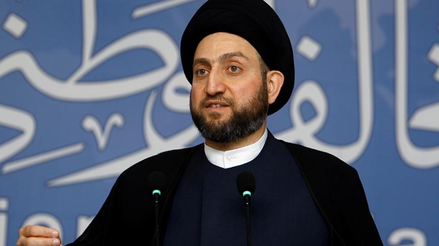 Ammar al-Hakim, leader of the Islamic Supreme Council of Iraq (ISCI), speaks during news conference with Iraqi Kurdish regional President Massoud Barzani in Baghdad, Iraq, September 29, 2016. REUTERS/Khalid al Mousily     - RTSQ39J