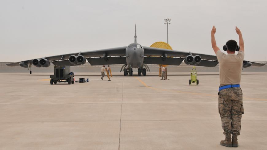 A U.S. Air Force B-52 Stratofortress bomber arrives at Al Udeid Air Base, Qatar April 9, 2016. The U.S. Air Force deployed B-52 bombers to Qatar on Saturday to join the fight against Islamic State in Iraq and Syria, the first time they have been based in the Middle East since the end of the Gulf War in 1991.  REUTERS/U.S. Air Force/Tech. Sgt. Terrica Y. Jones/Handout via Reuters  THIS IMAGE HAS BEEN SUPPLIED BY A THIRD PARTY. IT IS DISTRIBUTED, EXACTLY AS RECEIVED BY REUTERS, AS A SERVICE TO CLIENTS. FOR ED