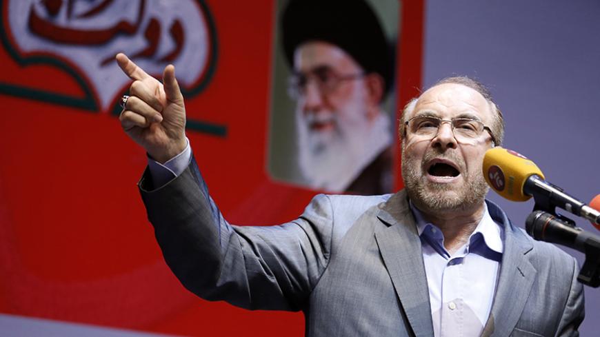 Iranian conservative presidential candidate and Tehran mayor Mohammad Bagher Ghalibaf gives an address during a campaign rally in the Iranian capital Tehran on May 14, 2017. / AFP PHOTO / ATTA KENARE        (Photo credit should read ATTA KENARE/AFP/Getty Images)