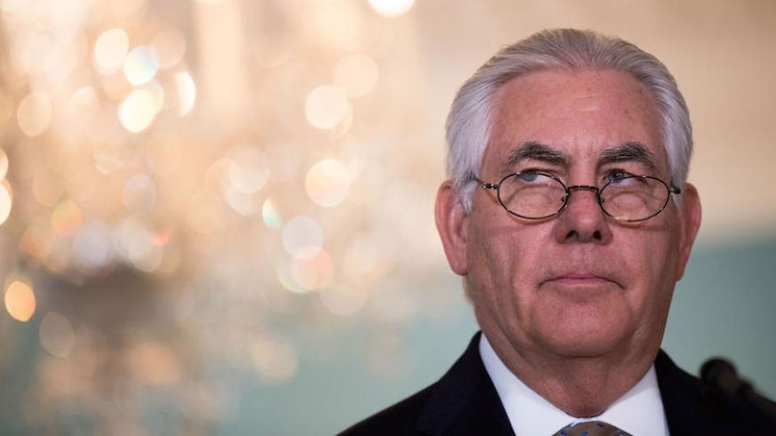 WASHINGTON, DC - JUNE 09: U.S. Secretary of State Rex Tillerson delivers a statement regarding Qatar at the State Department, June 9, 2017 in Washington, DC. Tillerson called on Mideast countries to ease the blockade on Qatar. (Photo by Drew Angerer/Getty Images)