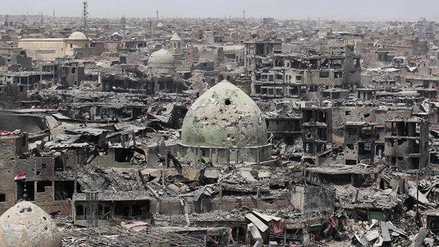 TOPSHOT - A picture taken on July 9, 2017, shows a general view of the destruction in Mosul's Old City.
Iraq will announce imminently a final victory in the nearly nine-month offensive to retake Mosul from jihadists, a US general said Saturday, as celebrations broke out among police forces in the city. / AFP PHOTO / AHMAD AL-RUBAYE (Photo credit should read AHMAD AL-RUBAYE/AFP/Getty Images)