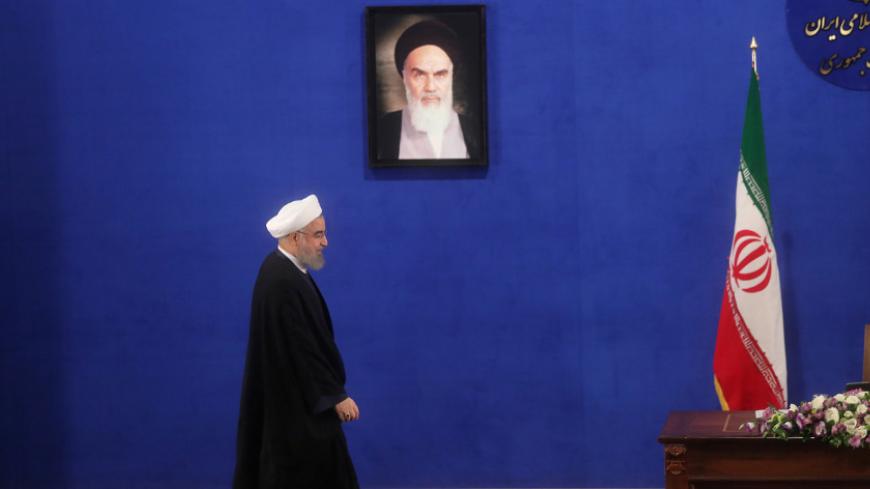 Iranian president Hassan Rouhani arrives for a news conference in Tehran, Iran, May 22, 2017. TIMA via REUTERS ATTENTION EDITORS - THIS IMAGE WAS PROVIDED BY A THIRD PARTY. FOR EDITORIAL USE ONLY. - RTX371X2