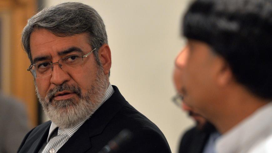 Iranian Interior Minister Abdolreza Rahmani Fazli (L) speaks during a joint press conference with his Pakistani counterpart Chaudhry Nisar Ali Khan in Islamabad on May 6, 2014. Pakistan's Prime Minister Nawaz Sharif will travel to Iran on May 12 in a visit seen as an attempt to improve relations frayed by the kidnapping of Iranian border guards. AFP PHOTO/Aamir QURESHI        (Photo credit should read AAMIR QURESHI/AFP/Getty Images)