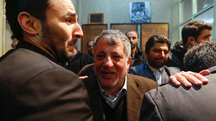 Mohsen Hashemi (C), the son of late former Iranian president Akbar Hashemi Rafsanjani, attends his father's mourning ceremony at Jamaran mosque in Tehran, on January 8, 2017.
Rafsanjani died in hospital on January 8 after suffering a eart attack. Rafsanjani, who was 82, was a pivotal figure in the foundation of the Islamic republic in 1979, and served as president from 1989 to 1997. / AFP / ATTA KENARE        (Photo credit should read ATTA KENARE/AFP/Getty Images)