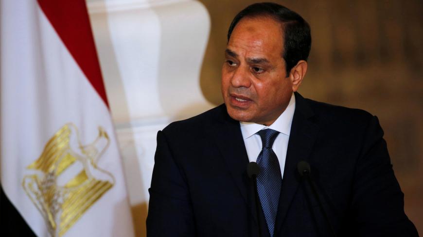 Egypt's President Abdel Fattah al-Sisi speaks during a news conference with German Chancellor Angela Merkel (unseen) at the El-Thadiya presidential palace in Cairo, Egypt, March 2, 2017. REUTERS/Amr Abdallah Dalsh - RTS1162B