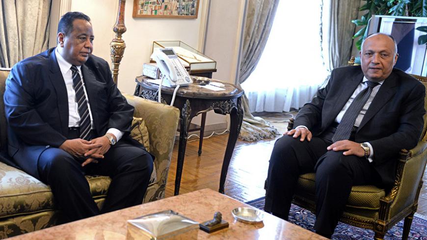 Egypt's Foreign Minister Sameh Shoukry (R) is pictured during a meeting with his Sudanese counterpart Ibrahim Ghandour in Cairo, Egypt June 3, 2017. REUTERS/Mohamed Abd El Ghany - RTX38ST2