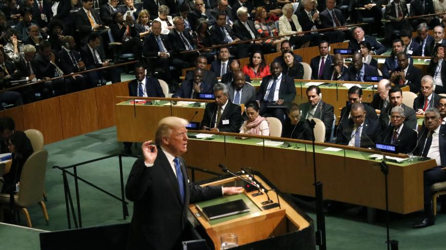 U.S. President Donald Trump addresses the 72nd United Nations General Assembly at U.N. headquarters in New York, U.S., September 19, 2017. REUTERS/Brendan McDermid - HP1ED9J1M62W6