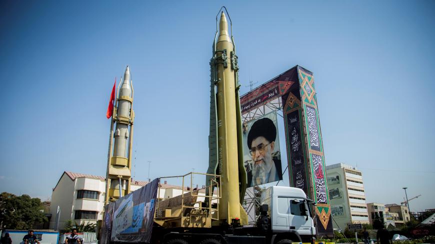 A display featuring missiles and a portrait of Iran's Supreme Leader Ayatollah Ali Khamenei is seen at Baharestan Square in Tehran, Iran September 27, 2017. Picture taken September 27, 2017. Nazanin Tabatabaee Yazdi/TIMA via REUTERS ATTENTION EDITORS - THIS IMAGE WAS PROVIDED BY A THIRD PARTY. - RC11BFED01E0