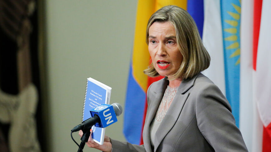 European Union Foreign Affairs Chief Federica Mogherini gives her remarks after attending a meeting of the parties to the Iran nuclear deal during the 72nd United Nations General Assembly at U.N. headquarters in New York, U.S., September 20, 2017. REUTERS/Eduardo Munoz - RC1AF2F97690