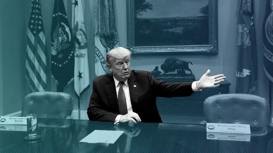 U.S. President Donald Trump, surrounded by empty chairs marked for U.S. Senate Minority Leader Chuck Schumer (D-NY) and House Minority Leader Nancy Pelosi (D-CA), who chose not to meet with Trump, Senate Majority Leader Mitch McConnell (R-KY) and House Speaker Paul Ryan (R-WI), speaks with reporters at the White House in Washington, U.S. November 28, 2017.  REUTERS/Jonathan Ernst - RC1B1D35A940