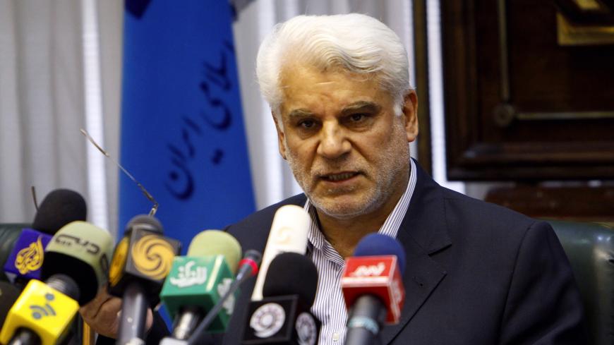 EDITORS' NOTE:  Reuters and other foreign media are subject to Iranian restrictions on their ability to film or take pictures in Tehran.

Governor of the Central Bank of Iran Mahmoud Bahmani speaks with journalists during a news conference in Tehran August 8, 2010. REUTERS/Raheb Homavandi (IRAN - Tags: BUSINESS POLITICS) - GM1E6881H8501