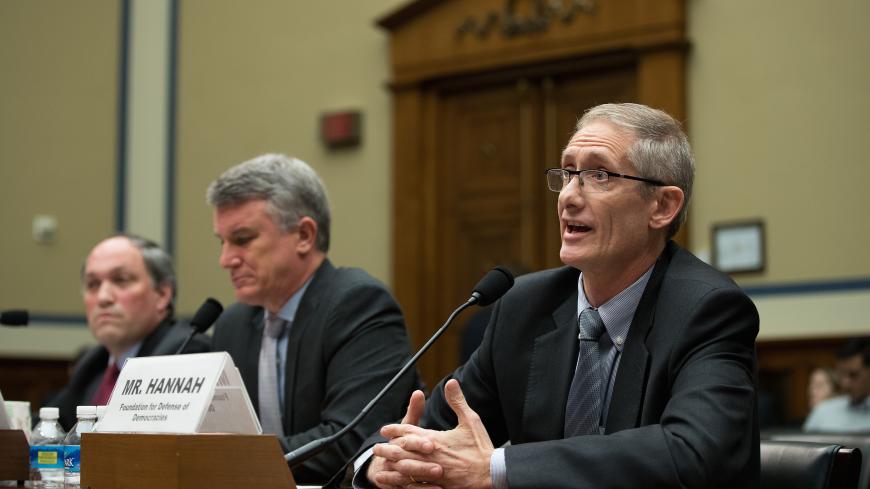 WASHINGTON, DC - MAY 17: L to R, Michael Rubin, resident scholar at the American Enterprise Institute, Michael Doran, senior fellow at the Hudson Institute, and John Hannah, senior counselor at Foundation for Defense of Democracies, testify during a House Oversight and Government Reform Committee hearing titled "White House Narratives on the Iran Nuclear Deal," on Capitol Hill, May 17, 2016, in Washington, DC. Ben Rhodes, White House Deputy National Security Adviser for Strategic Communication, has been und