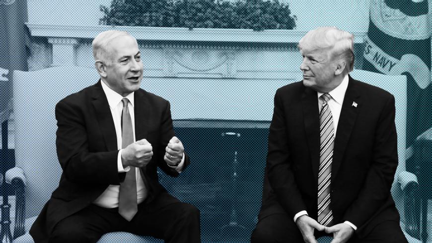 U.S. President Donald Trump and Israeli Prime Minister Benjamin Netanyahu meet in the Oval Office at the White House in Washington, U.S., March 5, 2018. REUTERS/Kevin Lamarque - HP1EE351C8I7G