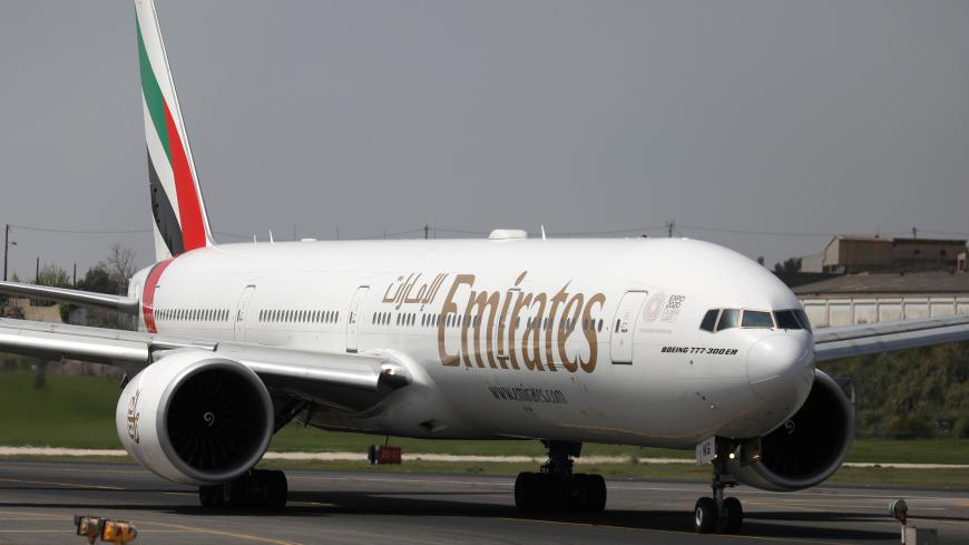 An Emirates Airlines Boeing 777-300ER plane prepares to take off at Lisbon's airport, Portugal April 24, 2018. REUTERS/Rafael Marchante - RC1391D95F70
