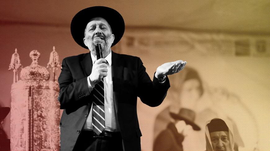 Israeli Interior Minister Aryeh Deri speaks during an annual pilgrimage to the gravesite of Rabbi Yisrael Abuhatzeira, a Moroccan-born sage and Kabbalist also known as the Baba Sali, on the anniversary of his death in the southern town of Netivot, Israel January 18, 2018. REUTERS/Amir Cohen - RC1D6D2F92F0