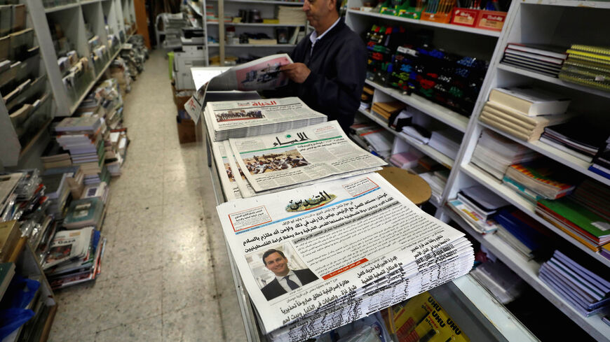 The Palestinian newspaper Al Quds that published an interview with Jared Kushner, U.S. President Donald Trump's senior adviser, is displayed for sale in a bookshop in Ramallah in the occupied West Bank, June 24, 2018. REUTERS/Mohamad Torokman - RC1916711990