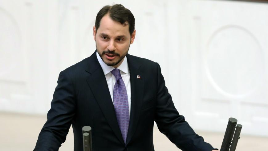 Turkey's newly appointed Minister of Treasury and Finance Berat Albayrak swears in at the Grand National Assembly of Turkey (TBMM) in Ankara, Turkey on July 10, 2018. (Photo by ADEM ALTAN / AFP) (Photo credit should read ADEM ALTAN/AFP/Getty Images)
