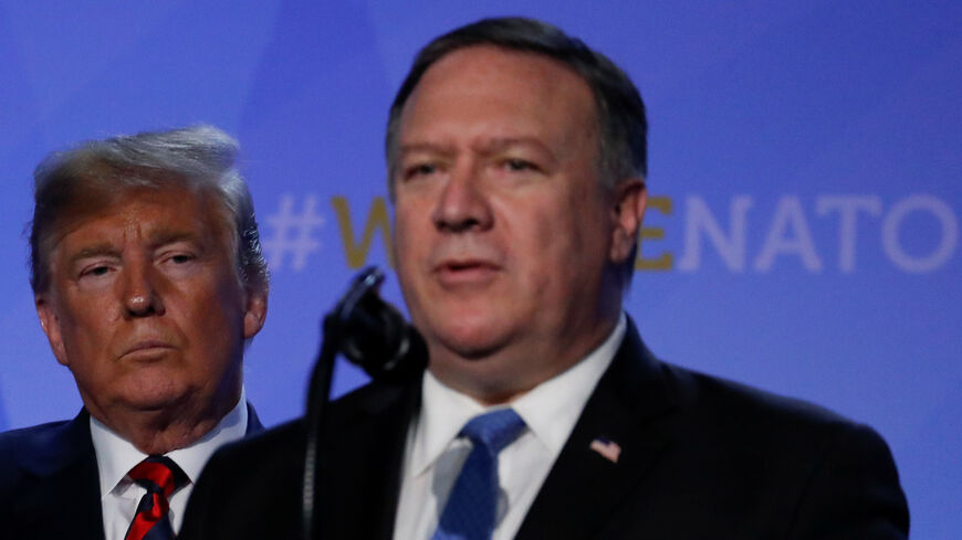 U.S. President Donald Trump and Acting U.S. Secretary of State Mike Pompeo hold a news conference after participating in the NATO Summit in Brussels, Belgium July 12, 2018. REUTERS/Yves Herman - RC195AB27C30