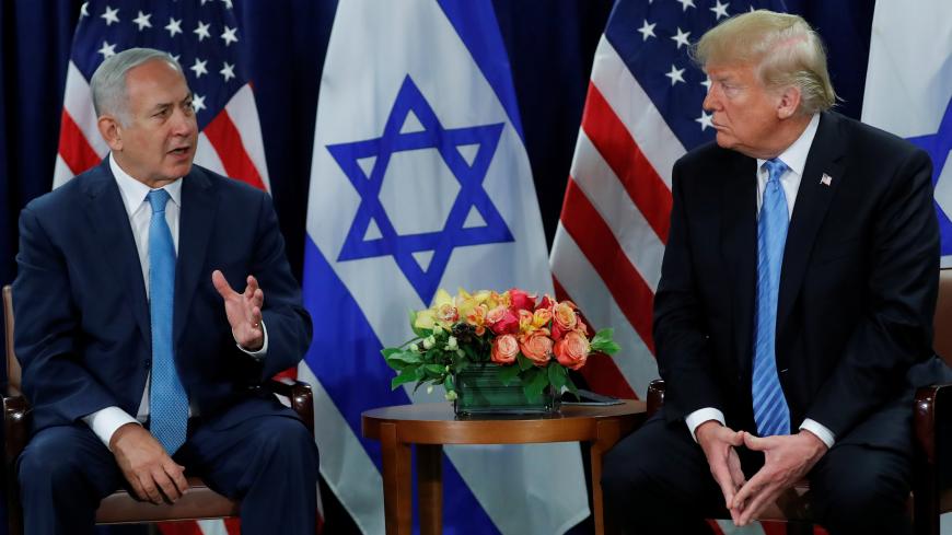 Israeli Prime Minister Benjamin Netanyahu speaks during a bilateral meeting with U.S. President Donald Trump on the sidelines of the 73rd session of the United Nations General Assembly at U.N. headquarters in New York, U.S., September 26, 2018. REUTERS/Carlos Barria - RC185DAD66E0