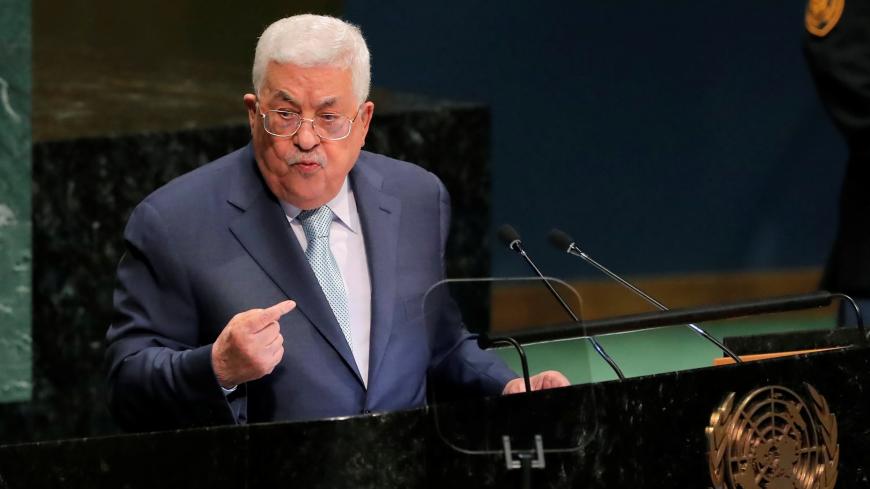 Palestinian President Mahmoud Abbas addresses the 73rd session of the United Nations General Assembly at U.N. headquarters in New York, U.S., September 27, 2018. REUTERS/Caitlin Ochs - RC19094D1360