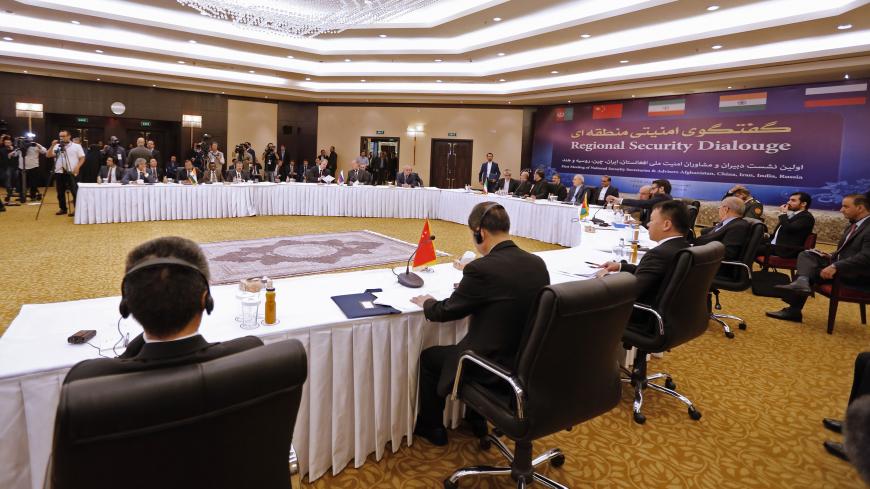 A general view shows the first meeting of national security secretaries of Afghanistan, China, Iran, India and Russia, in the Iranian capital Tehran on September 26, 2018. (Photo by ATTA KENARE / AFP)        (Photo credit should read ATTA KENARE/AFP/Getty Images)