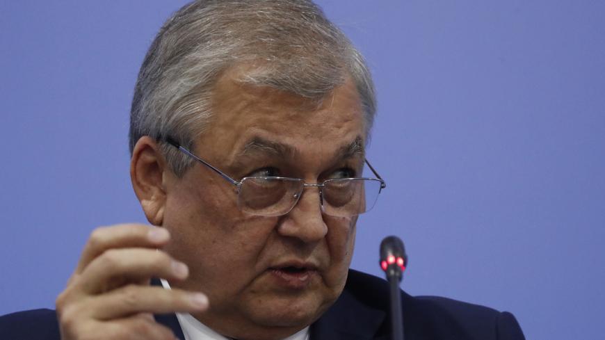 Russian President Vladimir Putin's envoy for Syria Alexander Lavrentyev speaks during a news conference at the end of the Syrian Congress of National Dialogue in the Black Sea resort of Sochi, Russia January 30, 2018. REUTERS/Sergei Karpukhin - HP1EE1U1LC5PV