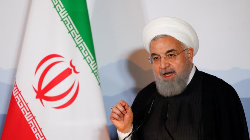 Iranian President Hassan Rouhani addresses the Innovation and Industry Forum during an official visit in Bern, Switzerland, July 3, 2018. REUTERS/Denis Balibouse - RC17EB456B20