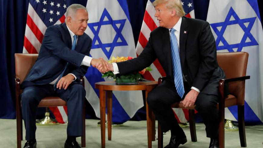 U.S. President Donald Trump and Israeli Prime Minister Benjamin Netanyahu hold a bilateral meeting during the 73rd session of the United Nations General Assembly at U.N. headquarters in New York, U.S., September 26, 2018. REUTERS/Carlos Barria - RC1720F3A620