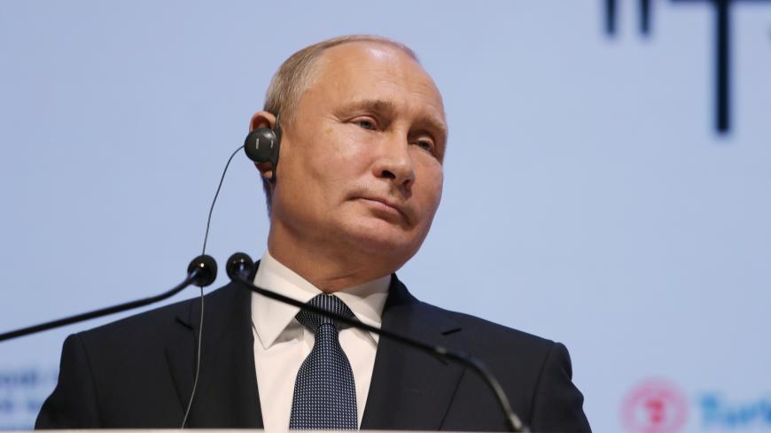 Russian President Vladimir Putin attends a ceremony to mark the completion of the sea part of the TurkStream gas pipeline, in Istanbul, Turkey November 19, 2018. Sputnik/Mikhail Klimentyev/Kremlin via REUTERS ATTENTION EDITORS - THIS IMAGE WAS PROVIDED BY A THIRD PARTY. - RC16FD451F00