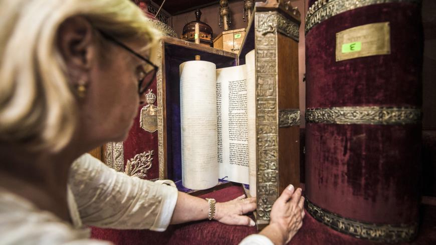 President of the Egyptian Jewish Community Magda Shehata Haroun talks during an interview with AFP at the Shaar Hashamayim Synagogue in Cairo, also known as Temple Ismailia or Adly Synagogue in downtown Cairo on October 3, 2016.
Once a flourishing community, only a handful of Egyptian Jews, mostly elderly women, is all that remains in the Arab world's most populous country, aiming at least to preserve their heritage. Egypt still has about a dozen synagogues, but like many of the country's monuments they nee