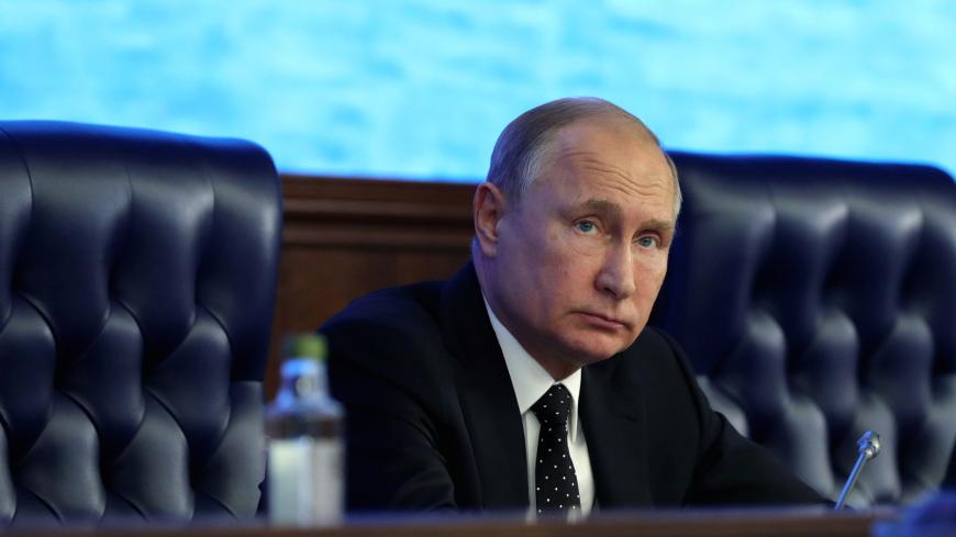 Russian President Vladimir Putin attends a meeting of the Defence Ministry Board in Moscow, Russia December 18, 2018. Sputnik/Mikhail Klimentyev/Kremlin via REUTERS  ATTENTION EDITORS - THIS IMAGE WAS PROVIDED BY A THIRD PARTY. - RC1572BFFF30