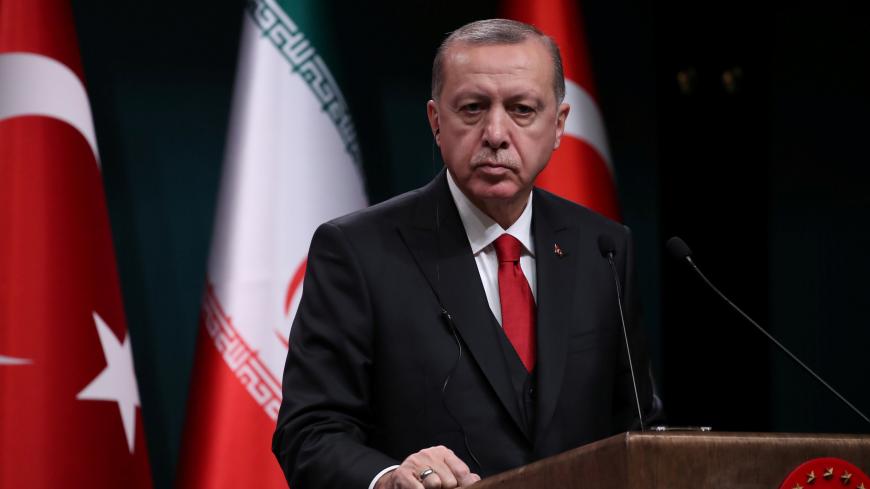 Turkish President Tayyip Erdogan speaks during a joint news conference with his Iranian counterpart Hassan Rouhani (not seen) after their meeting in Ankara, Turkey, December 20, 2018. REUTERS/Umit Bektas - RC1B8B154360