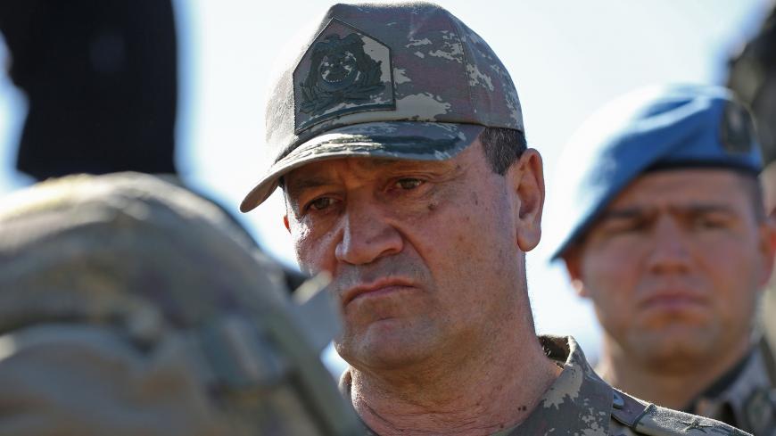 Turkish general Ismail Metin Temel, the commander of the Second army and commander of Operation "Olive Branch" against YPG fighters in Afrin visits Mount Bersaya, north of the Syrian town of Azaz near the border with Turkey, on January 29, 2018. 

The Turkish military on January 20 launched operation "Olive Branch", its second major incursion into Syrian territory during the seven-year civil war. The operation, with Turkish war planes and artillery backing a major ground incursion involving Ankara-backed Sy