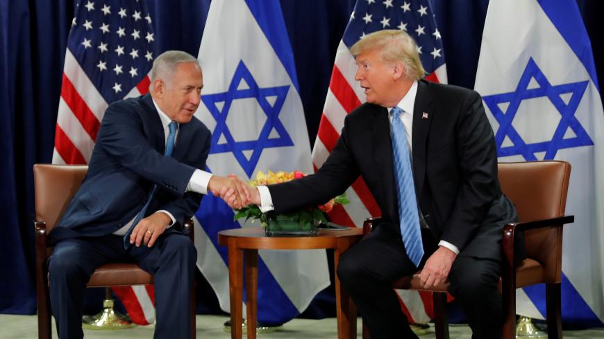 U.S. President Donald Trump and Israeli Prime Minister Benjamin Netanyahu hold a bilateral meeting during the 73rd session of the United Nations General Assembly at U.N. headquarters in New York, U.S., September 26, 2018. REUTERS/Carlos Barria - RC1720F3A620