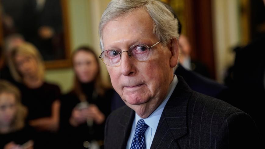 Senate Majority Leader Mitch McConnell (R-KY) speaks after a Republican policy lunch on Capitol Hill in Washington, U.S., January 29, 2019.      REUTERS/Joshua Roberts - RC1EFB276880