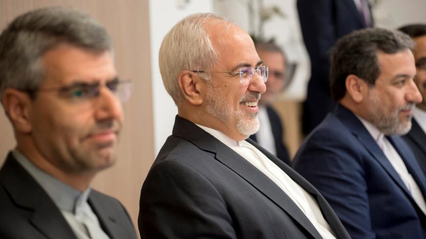 Iran's Foreign Minister Mohammad Javad Zarif attends a meeting with European Union's foreign policy chief Federica Mogherini, Britain's Foreign Secretary Boris Johnson, Germany's Foreign Minister Sigmar Gabriel and France's Foreign Minister Jean-Yves Le Drian in Brussels, Belgium January 11, 2018. REUTERS/John Thys/Pool - RC14575CD590