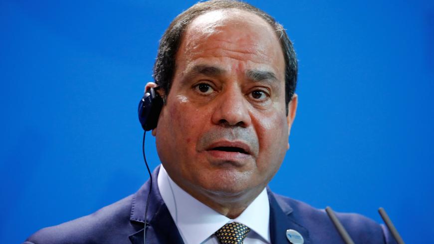 Egyptian President Abdel Fattah al-Sisi speaks during a news conference with German Chancellor Angela Merkel (not pictured) at the Chancellery in Berlin, Germany, October 30, 2018. REUTERS/Hannibal Hanschke - RC1766211940