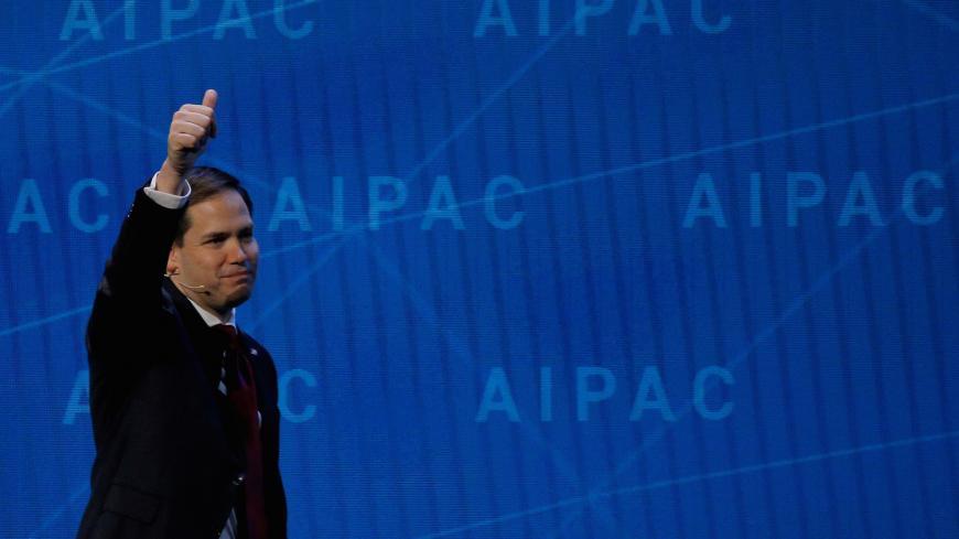 U.S. Senator Marco Rubio (R-FL) gives a thumbs up after being interviewed at the AIPAC policy conference in Washington, DC, U.S., March 6, 2018. REUTERS/Brian Snyder - RC144242BC60