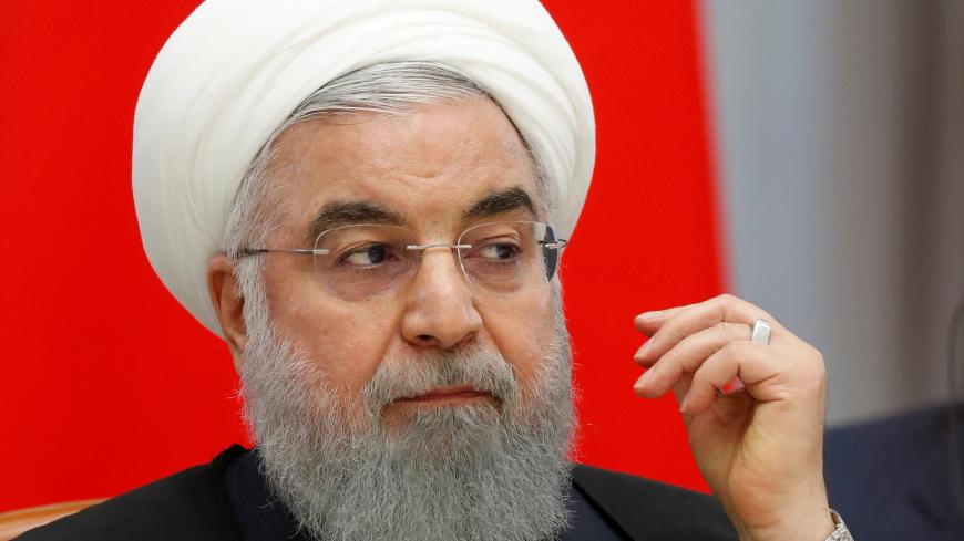 Iranian President Hassan Rouhani attends talks with Russian President Vladimir Putin and Turkish President Recep Tayyip Erdogan, during their meeting in the Black sea resort of Sochi, Russia, 14 February 2019. Sergei Chirikov/Pool via REUTERS - RC1A2A816970