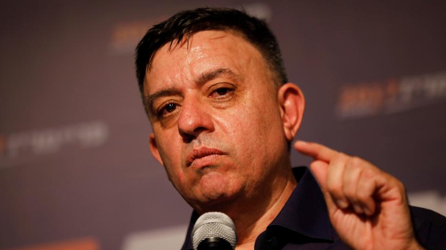 Avi Gabbai, the new leader of Israel's centre-left Labour party, delivers his victory speech after winning the Labour party primary runoff, at an event in Tel Aviv, Israel July 10, 2017. REUTERS/Amir Cohen - RC198CD9E8D0