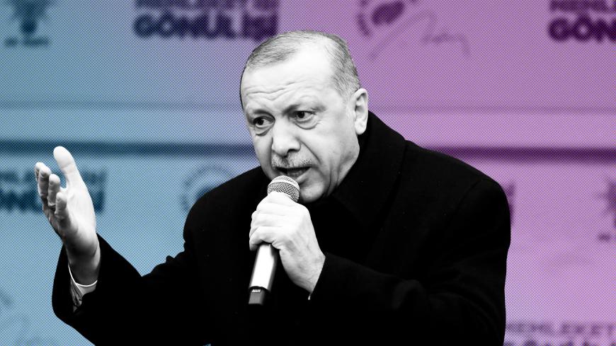 Turkish President Tayyip Erdogan addresses his supporters during a rally for the upcoming local elections in Istanbul, Turkey, February 16, 2019. REUTERS/Umit Bektas - RC13AEBB4970