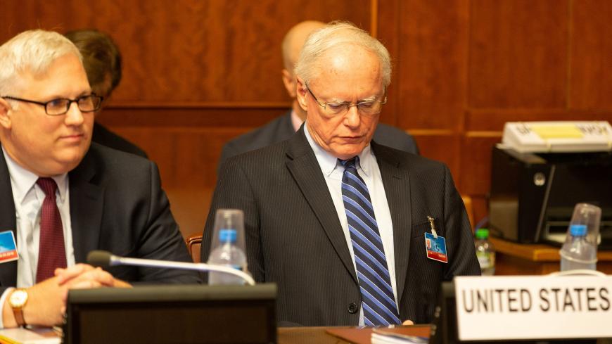 U.S. special envoy for Syria James Jeffrey (R) attends a meeting during the consultations on Syria, at the European headquarters of the United Nations in Geneva, Switzerland September 14, 2018. Xu Jinquan/Pool via REUTERS - RC1F7A552520