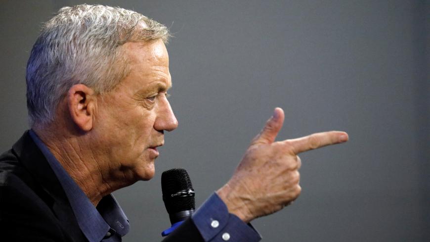 Benny Gantz, leader of Blue and White party, speaks at an election campaign event in Ashkelon, Israel April 3, 2019. REUTERS/Amir Cohen - RC16E354D800