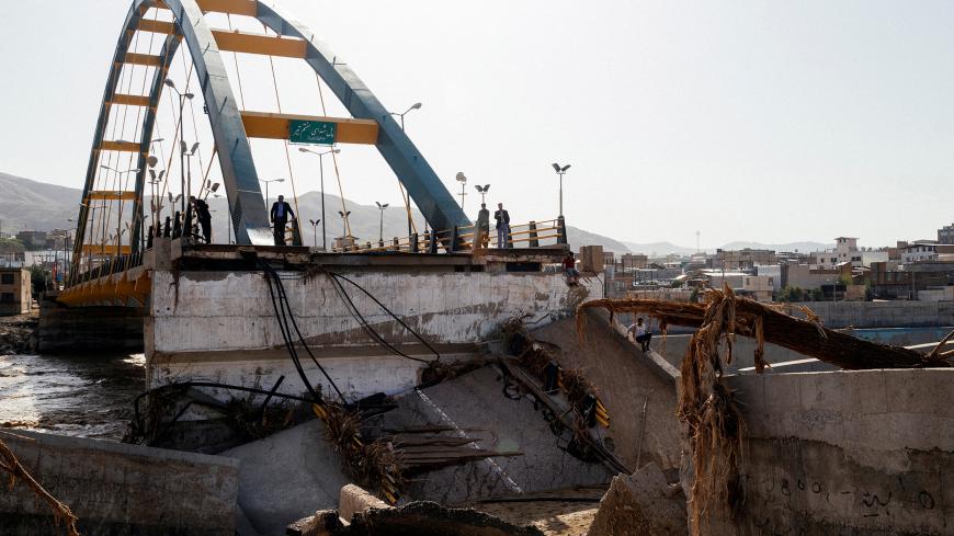 A bridge destroyed by flood is seen in Lorestan province, Iran, April 4, 2019. Picture taken April 4, 2019. Khashayar Javanmardi/Tasnim News Agency/via REUTERS ATTENTION EDITORS - THIS PICTURE WAS PROVIDED BY A THIRD PARTY  TPX IMAGES OF THE DAY - RC1DE249C760